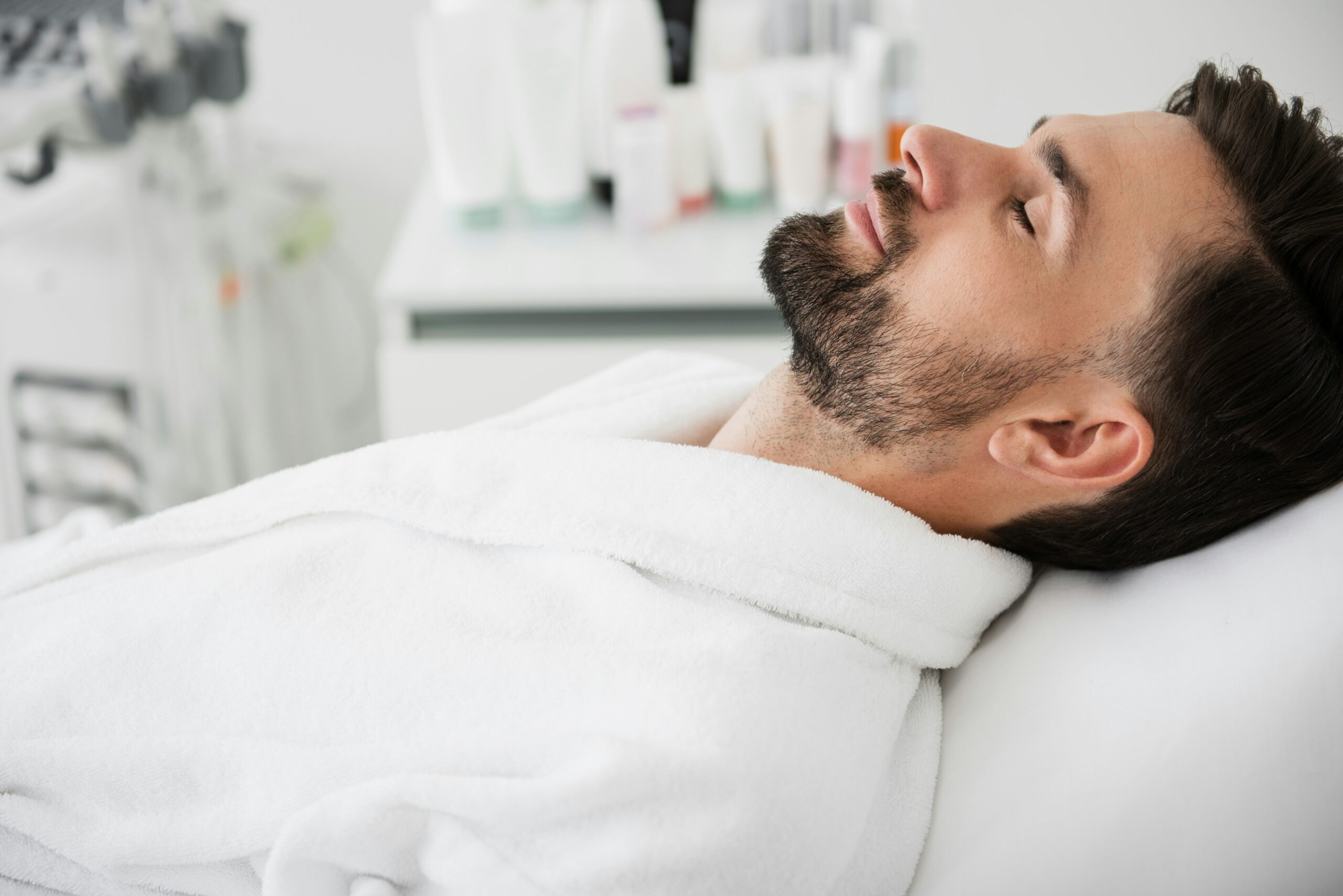 A man in Tampa Bay experiencing improved sleep quality and recovery through peptide therapy and hormone optimization.
